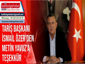 Başkan Özer'den Metin Yavuz'a teşekkür