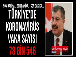 Türkiye'de koronavirüs vaka sayısı 78 bin 546
